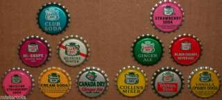 Soda pop bottle cap collection 12 different CANADA DRY  