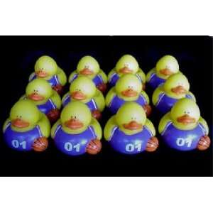  One Dozen (12) Purple & White BASKETBALL Rubber Ducky Duck 