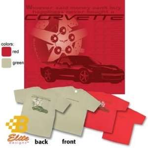   RED XL C6 Corvette Happiness with Wheel Design Corvette Tee Shirt Red
