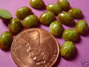 Vintage Glass Star Sapphire Stones in Olive Green 8x6  