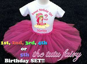 Strawberry shortcake birthday tutu shirt outfit set name age 