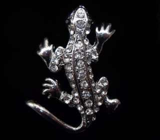 Silver CLEAR SWAROVSKI CRYSTAL Crocodile PIN BROOCH 4  