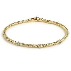  14K Gold Woven Bangle with Diamond (.1 cttw) Available in Rose Gold 