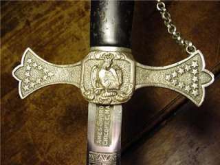   Masonic Knights Templar Sword Ames Sword Co. Chicopee,Mass.  