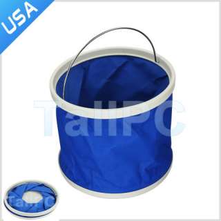 New Outdoor Camping Folding Collapsible Bucket Barrel 9L Blue Barrel 