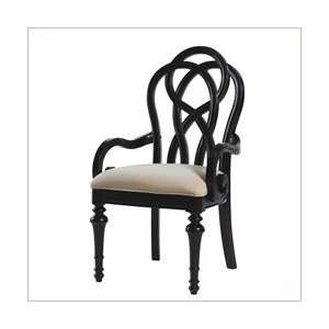 Cream Leaf Lexington Long Cove Glen Arbor Fabric Arm Chair in Midnight 