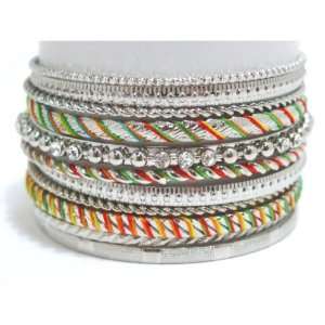  Silver Multi Bangle with Colorful Design True Fashion NY 