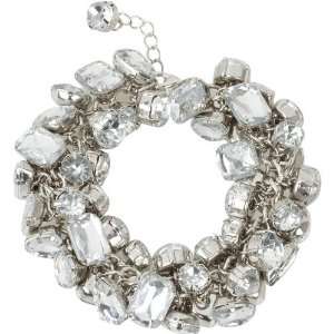   Crystal Silver Tone Cha Cha Bracelet with Varied Stone Shapes Jewelry