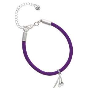   Fork, Knife and Spoon Charm on a Purple Malibu Charm Bracelet Jewelry