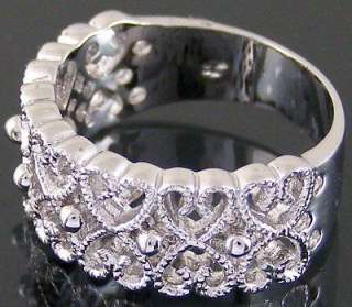 R158A Filigree Heart Band Ring Size7 New  