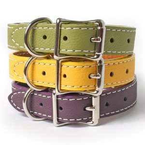  Soft Italian Leather Dog Collar 18 PURPLE