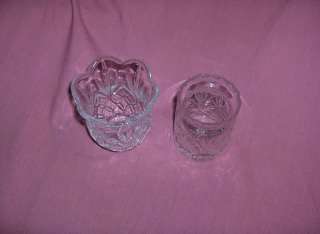 up for sale are 2 beautiful vintage pressed glass crystal miniature 