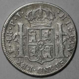   COLONIAL silver 4 reales (OLD US HALF DOLLAR) POTOSI BOLIVIA Mint