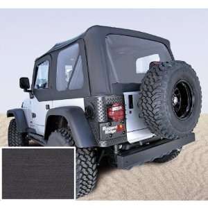   REPLACEMENT SOFT TOP NO DR. SKINS, 97 02 WRGLR, DEN BLK, 30 MIL GLASS