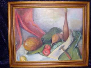  FRUIT & VEGETABLE STILLLIFE BY OHIO ARTIST BOB RAINEY 1930S OIL 