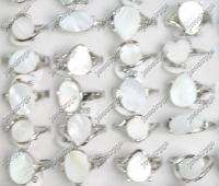 Wholesale lots Mix 25 pearl shell silver p womens Rings  