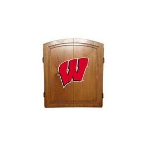   NCAA Wisconsin University Badgers Dart Board Cabinet Sports