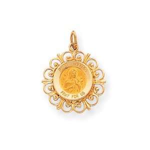  14k St. Theresa Medal Pendant   Measures 25.3x25.6mm 