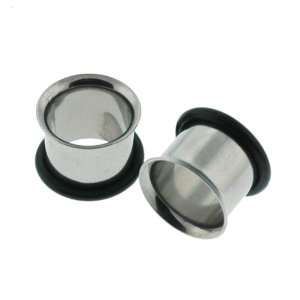316L Stainless Steel Single Flared Flesh Tunnels with O Rings   1 (25 