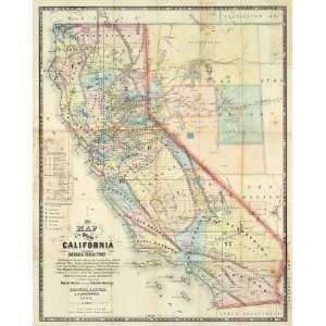  New Map of The State of California and Nevada Territory, c 