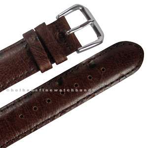 20mm Ostrich Grain Brown Leather deBeer Mens Watch Band Strap  