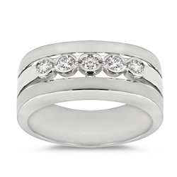   Stone Diamond Mens Ring is 18k White Gold Size 8 CleverEve Jewelry