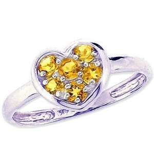    Studded Sweet Heart Promise Ring Citrine, size7.5 diViene Jewelry