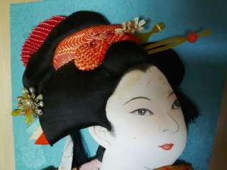 HAGOITA GEISHA GIRL DOLL Art Japanese KIMONO Silk Cloth Japan KOKESHI 