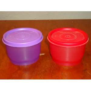  Tupperware Snack Cup Pair Sheer Purple & Red 4 oz each 