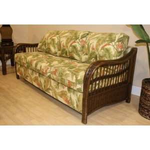  Upholstered Rattan & Wicker Sofa Bed w/ Cushions by 