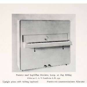  1931 Print Upright Piano Folding Keyboard Sweden Arts 