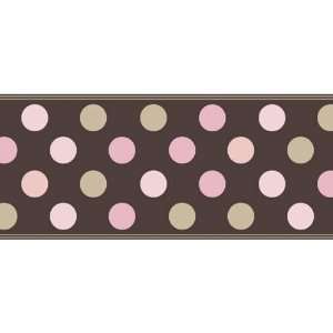  Candy Dots Pink on Brown Prepasted Wall Border