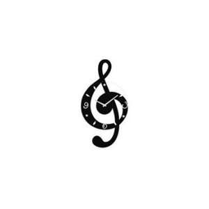  Musical Clef Wall Clock   Black Wood & Glass Everything 