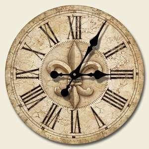  Wood Wall Clock   Fleur de Lis