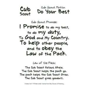 12 PACK CUB SCOUT MOTTO 5X7 CLEAR STIX Papercraft, Scrapbooking 