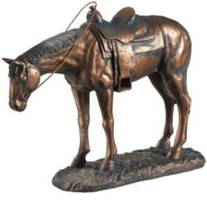 Pack of 2 Western Antique Bronze Horse with Saddle Figures 8  