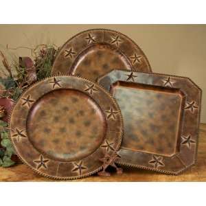   14 Square Rustic Barn Star Western Charger Plates